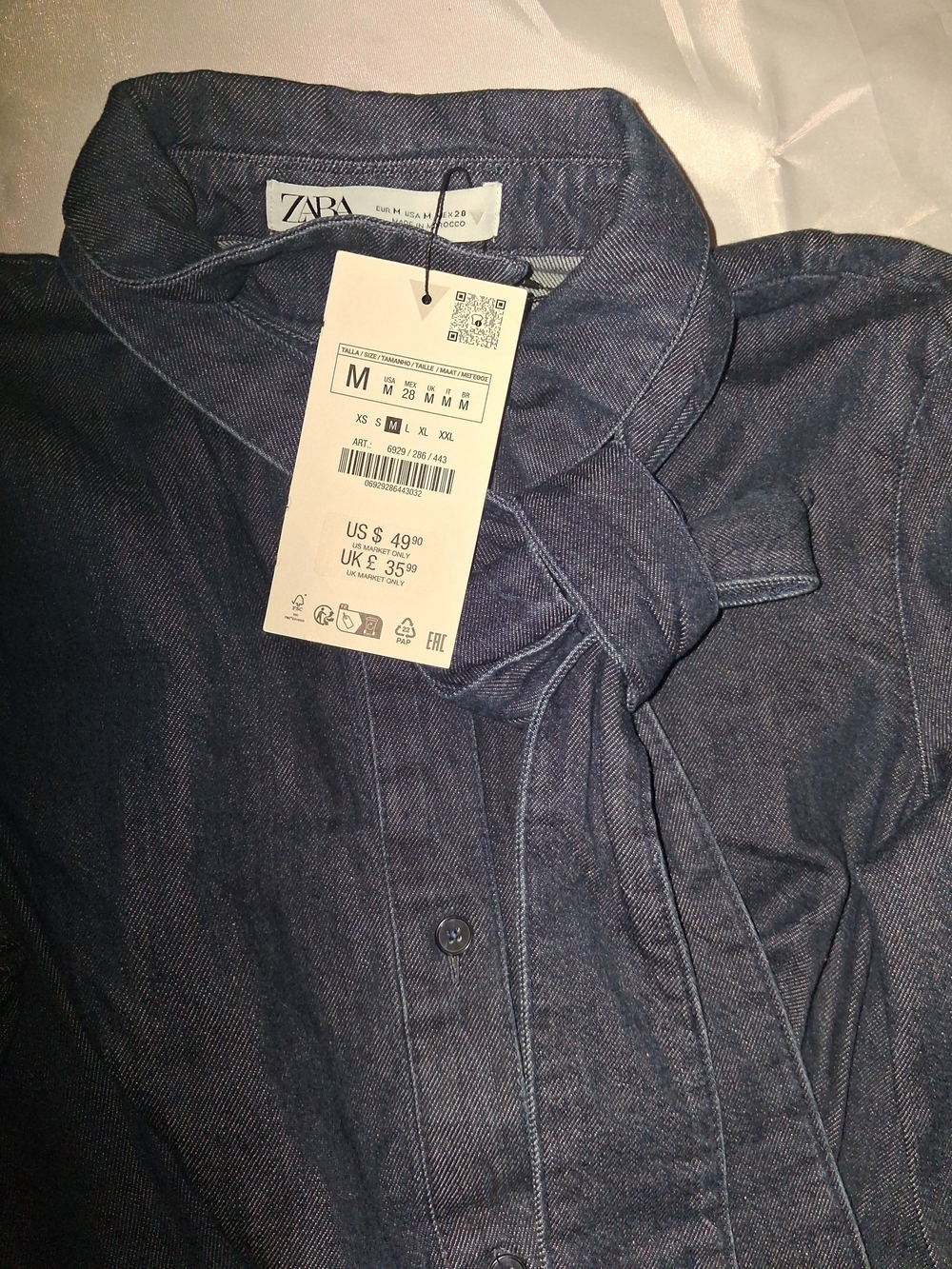 Zara Black Mini Shirt Dress with Tie-Neck - Picture 3 of 3